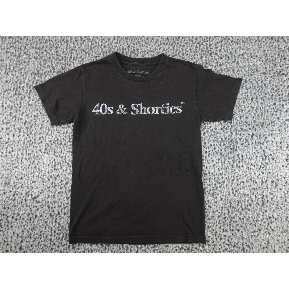 40s & Shorties T-Shirt‎ Mens Small Black Rhinestone Logo Streetwear Tee